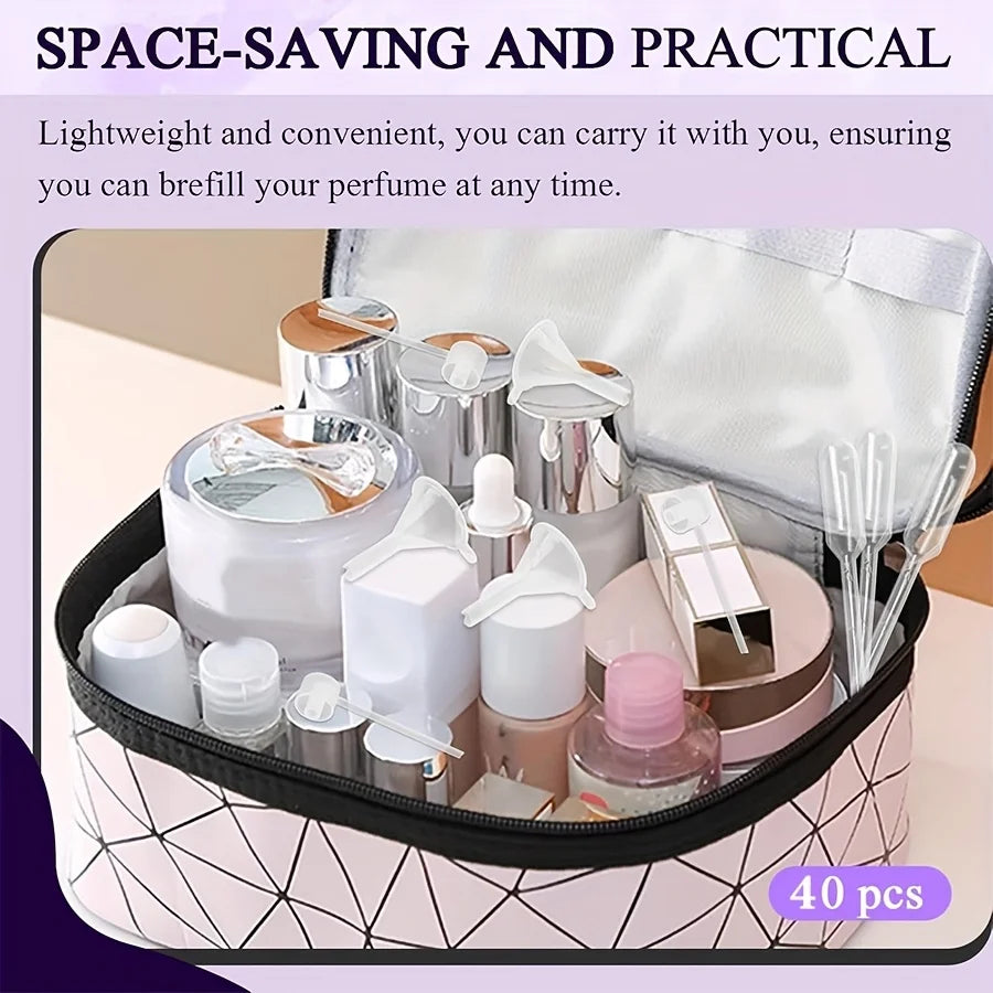 40-piece perfume refill set: funnel, dropper, dropperbottle, syringe, travel and diy cosmetics