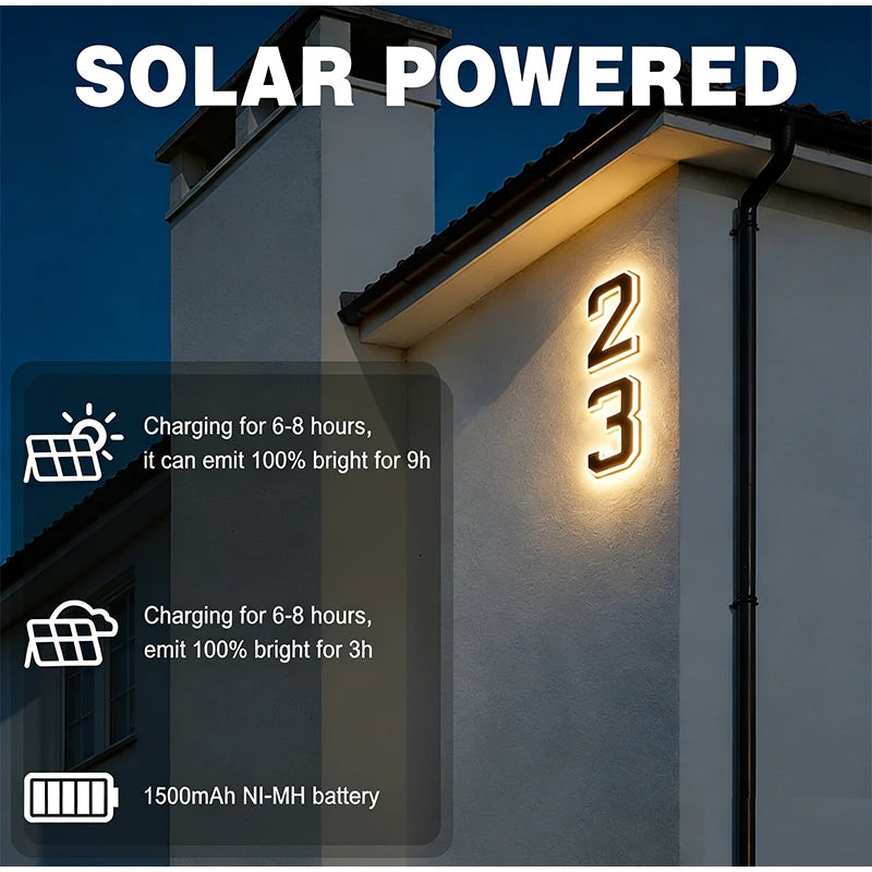 SolarAddress™ LED Numbers 🌞💡 — Easy-to-Spot Home Style