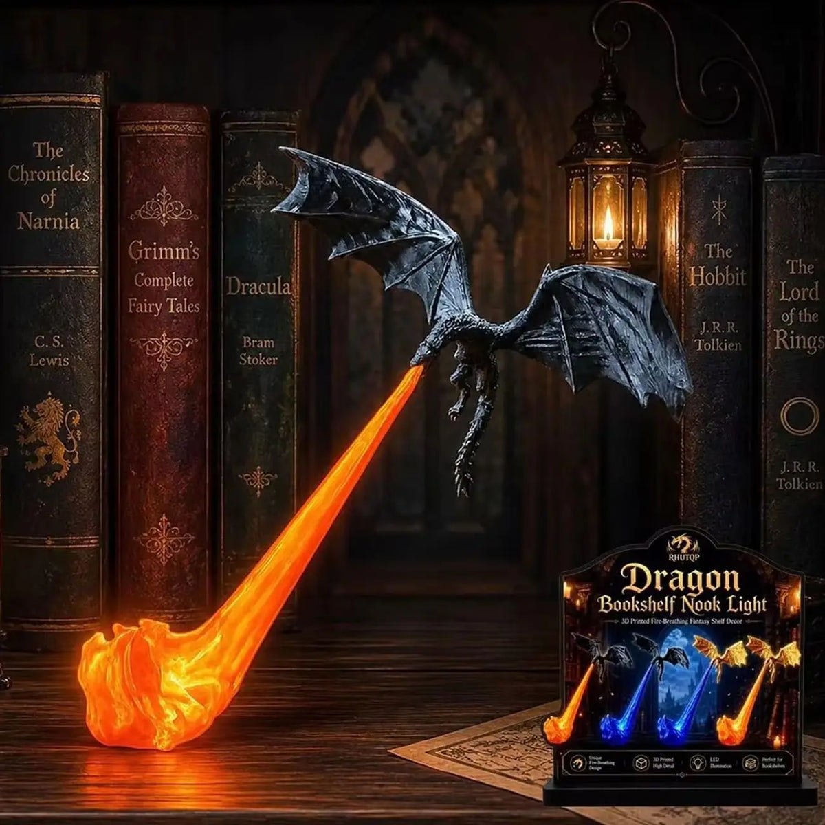 FireDrake™ Book Lamp 🔥📚 — Epic Light, Halloween Vibes