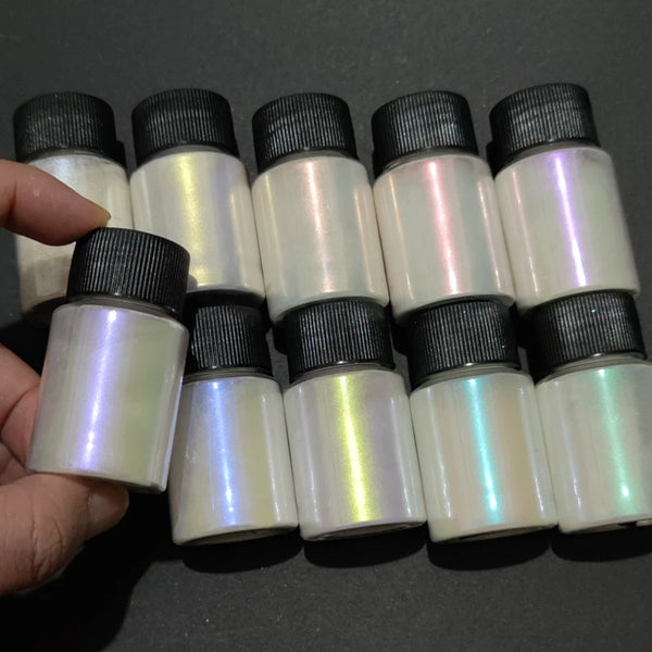 10Colors Peacock Pearl Mica Powder Car Paint Cosmetics Eyeshadow Nail Glitter Soap Dye Polarized Symphony Mica Mermaid Pigment