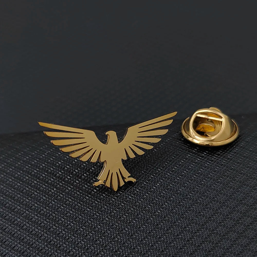 Fashionable stainless steel flying bird series brooch, decorative men's shirt lapel pin, party first choice badge