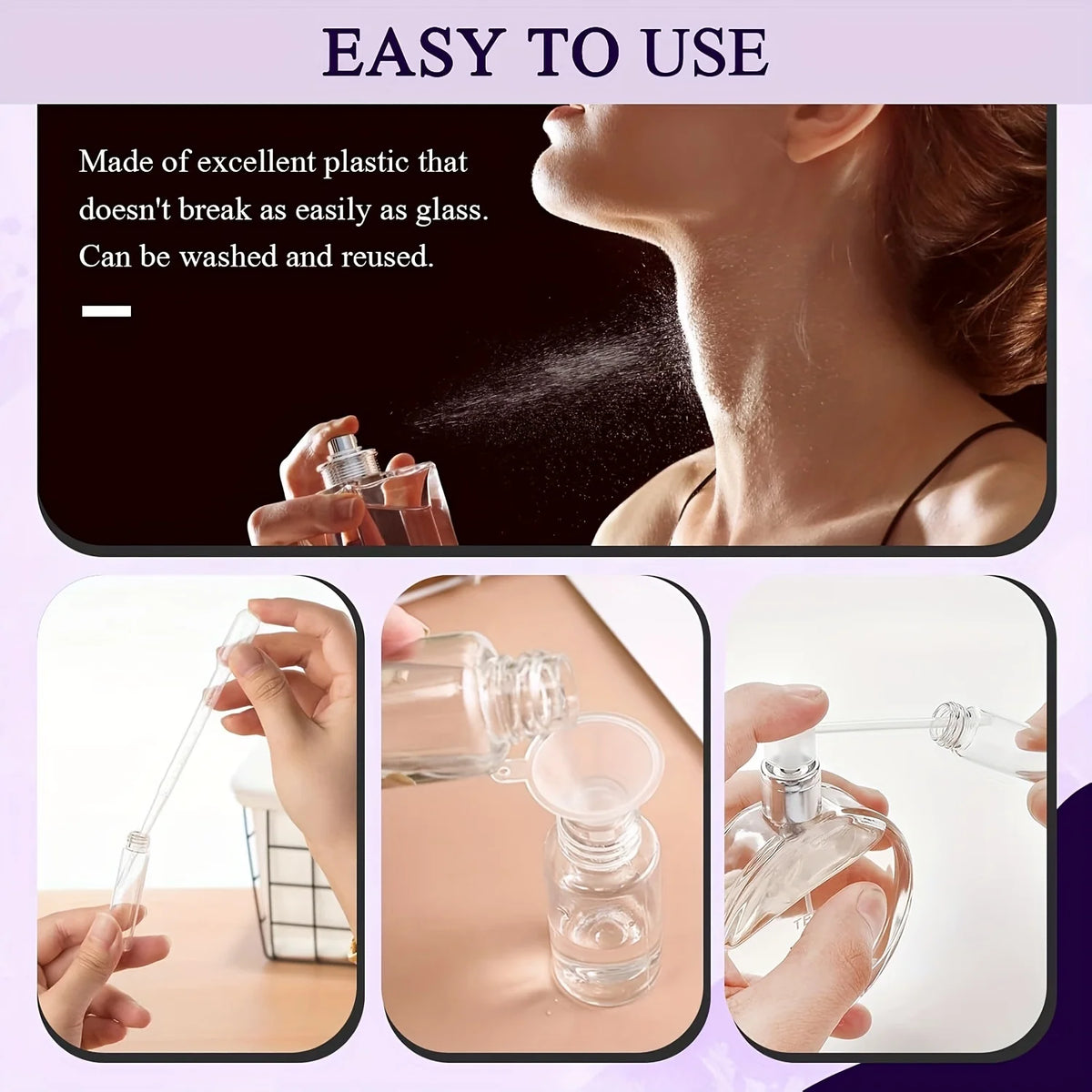 40-piece perfume refill set: funnel, dropper, dropperbottle, syringe, travel and diy cosmetics