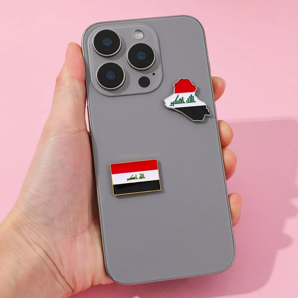 Alloy Iraqi Flag Passport & Phone Decorative Sticker Unique Small Gift for Friends Durable Customized National Emblem Decal