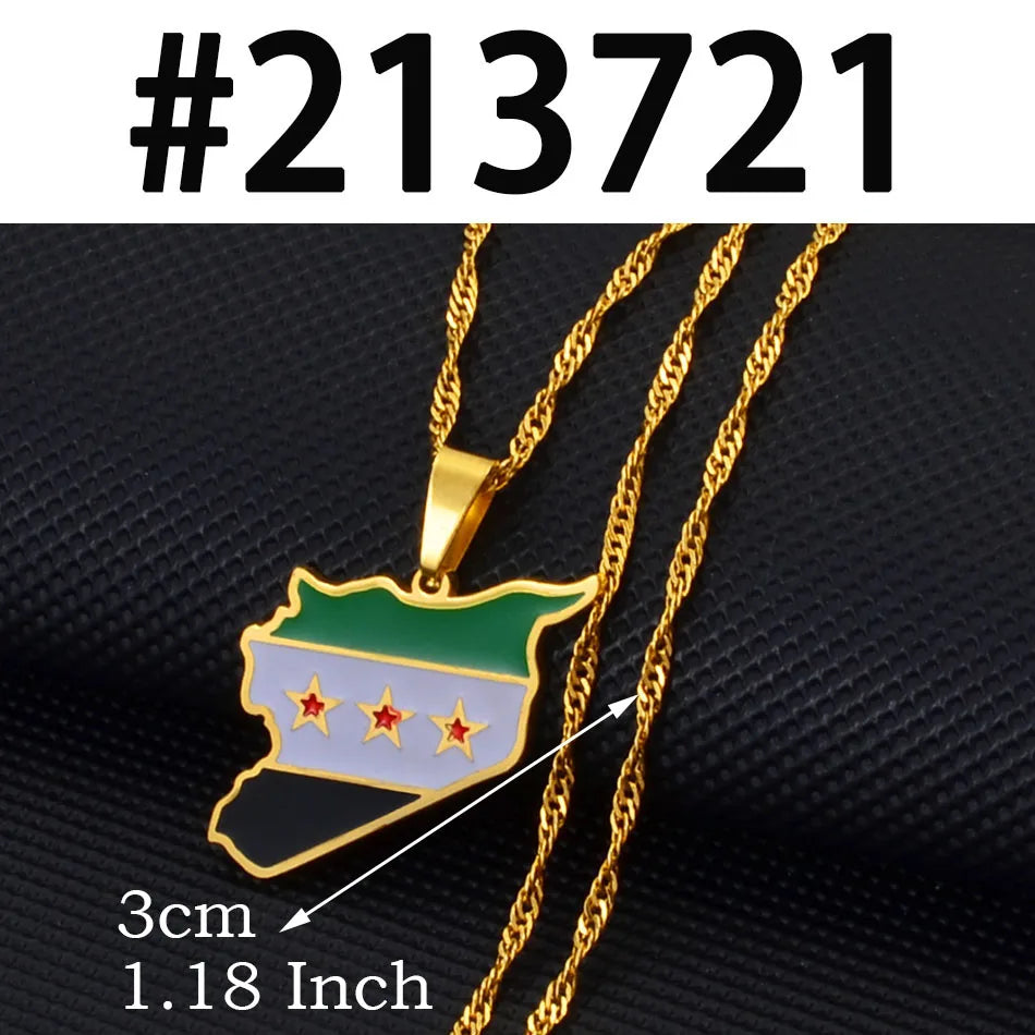Syria Flag Pendant Neckalces for Woman Men,The New Syrian Eagle Jewelry #566562