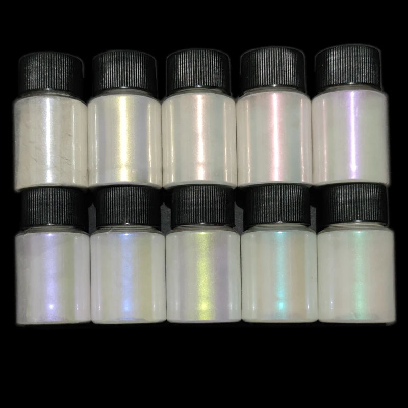 10Colors Peacock Pearl Mica Powder Car Paint Cosmetics Eyeshadow Nail Glitter Soap Dye Polarized Symphony Mica Mermaid Pigment