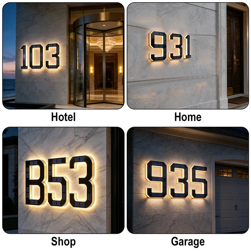 SolarAddress™ LED Numbers 🌞💡 — Easy-to-Spot Home Style