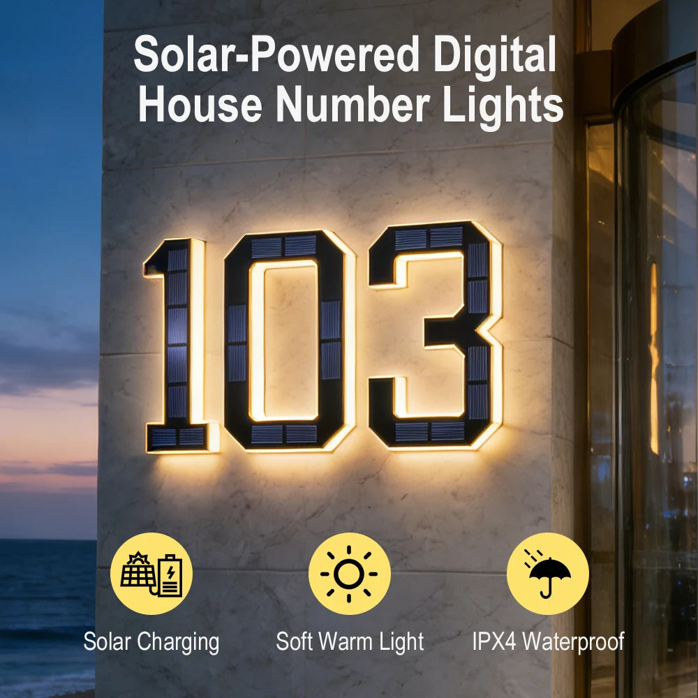 SolarAddress™ LED Numbers 🌞💡 — Easy-to-Spot Home Style