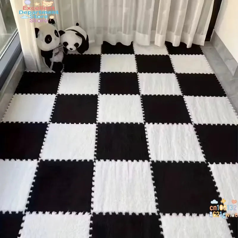 Soft Plush Puzzle Mat BPA-free Interlocking Foam Living Room Rug Warm Non-slip Washable Floor Protector Home Decor Mat