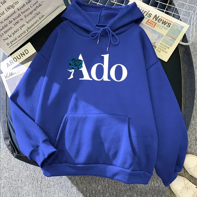 Ado Graphic Printed Hoodies 2025 Autumn Winter for Women Men Fleece O Neck Long Sleeve Casual Fashion Pullover Clothing