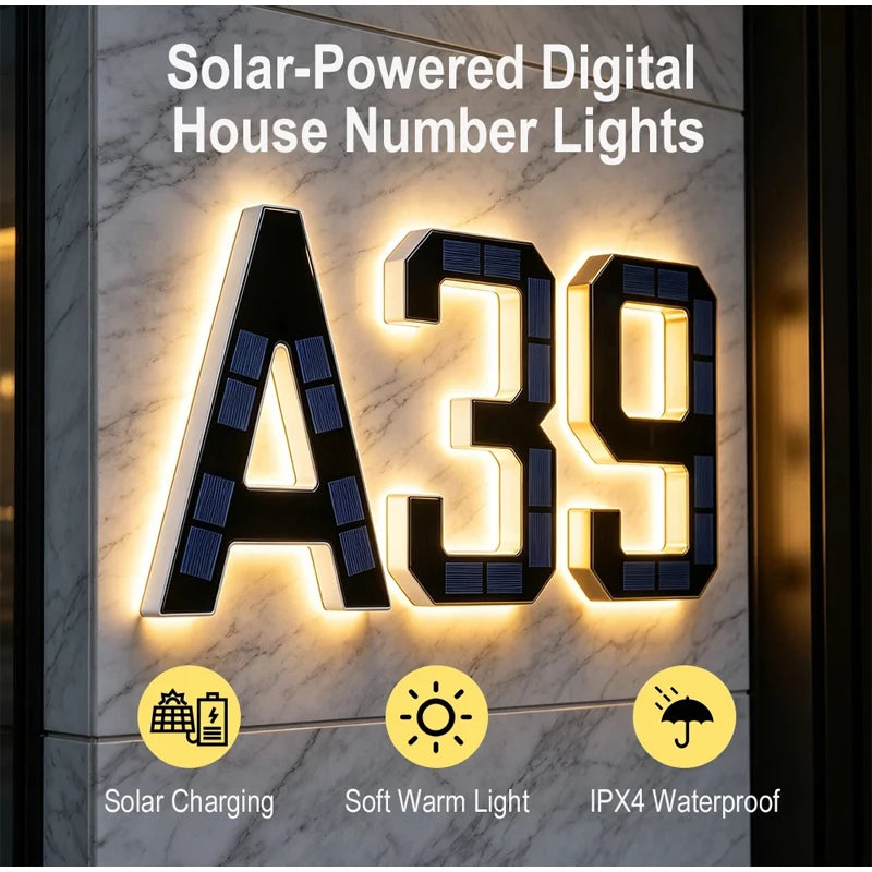 SolarAddress™ LED Numbers 🌞💡 — Easy-to-Spot Home Style