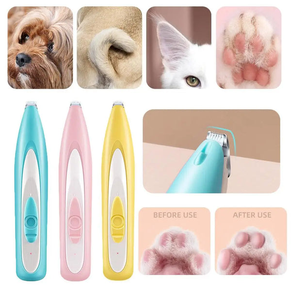 Pet Cat Electric Groomer Trimmer with LED Light Waterproof Pet Foot Hair Trimmer Low Noise Cat Dog Face Foot Ear Hip Paw Shaver