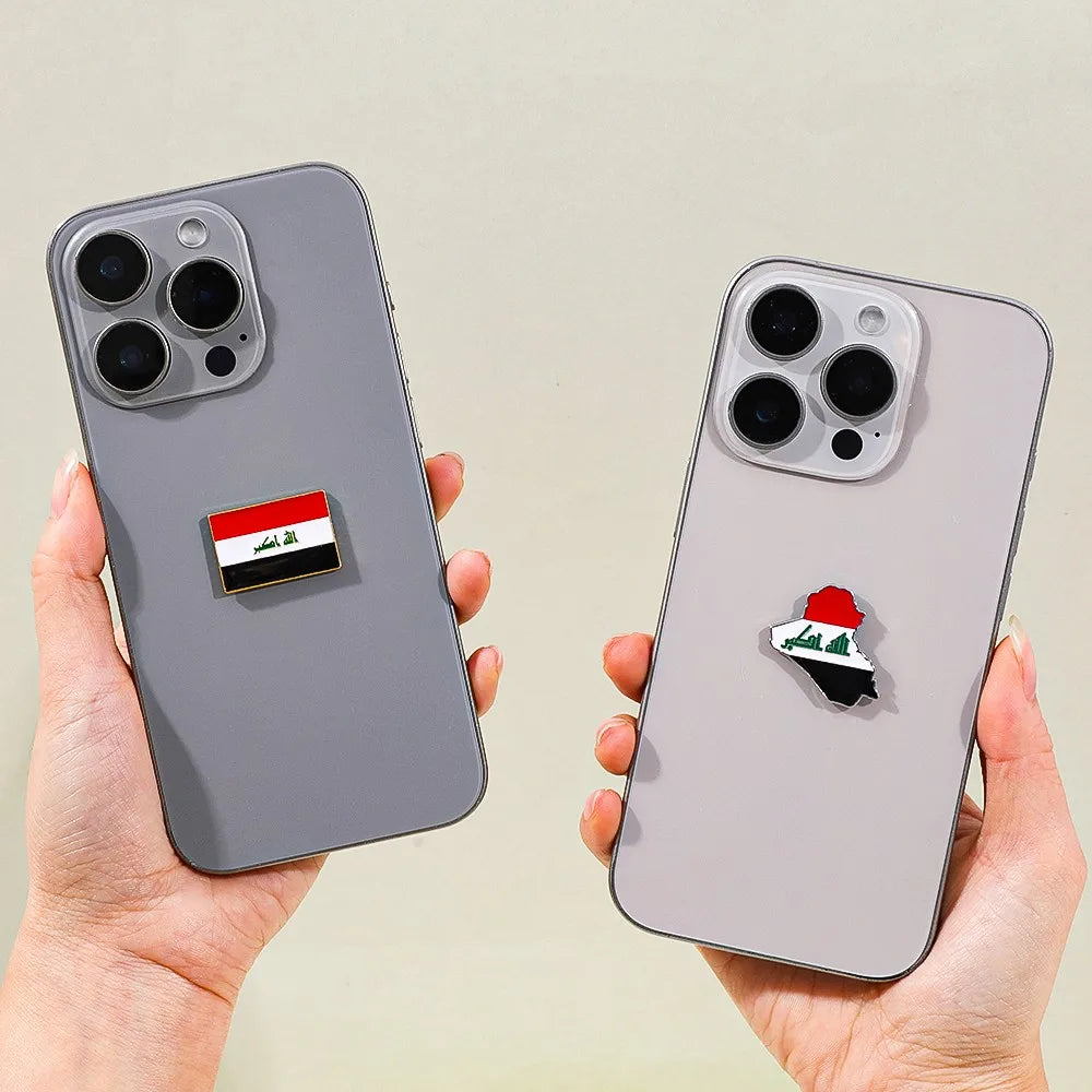 Alloy Iraqi Flag Passport & Phone Decorative Sticker Unique Small Gift for Friends Durable Customized National Emblem Decal