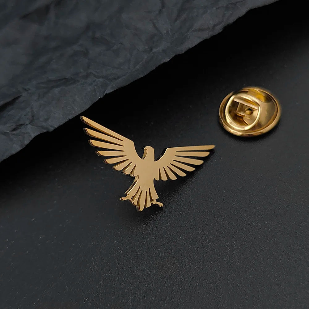 Fashionable stainless steel flying bird series brooch, decorative men's shirt lapel pin, party first choice badge