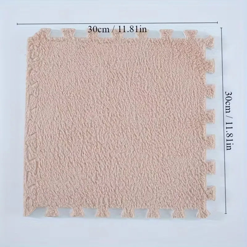 Soft Plush Puzzle Mat BPA-free Interlocking Foam Living Room Rug Warm Non-slip Washable Floor Protector Home Decor Mat