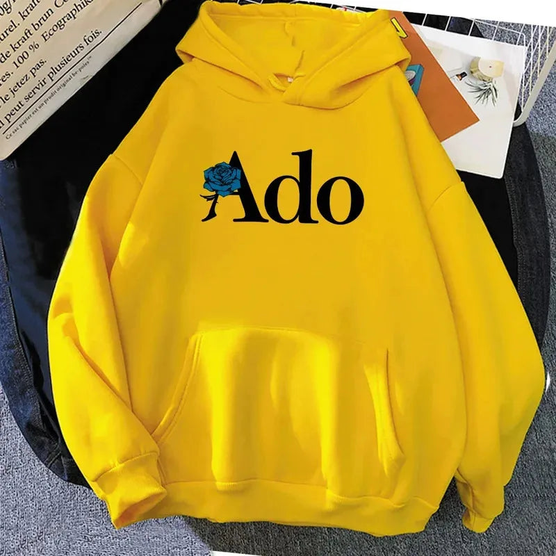 Ado Graphic Printed Hoodies 2025 Autumn Winter for Women Men Fleece O Neck Long Sleeve Casual Fashion Pullover Clothing