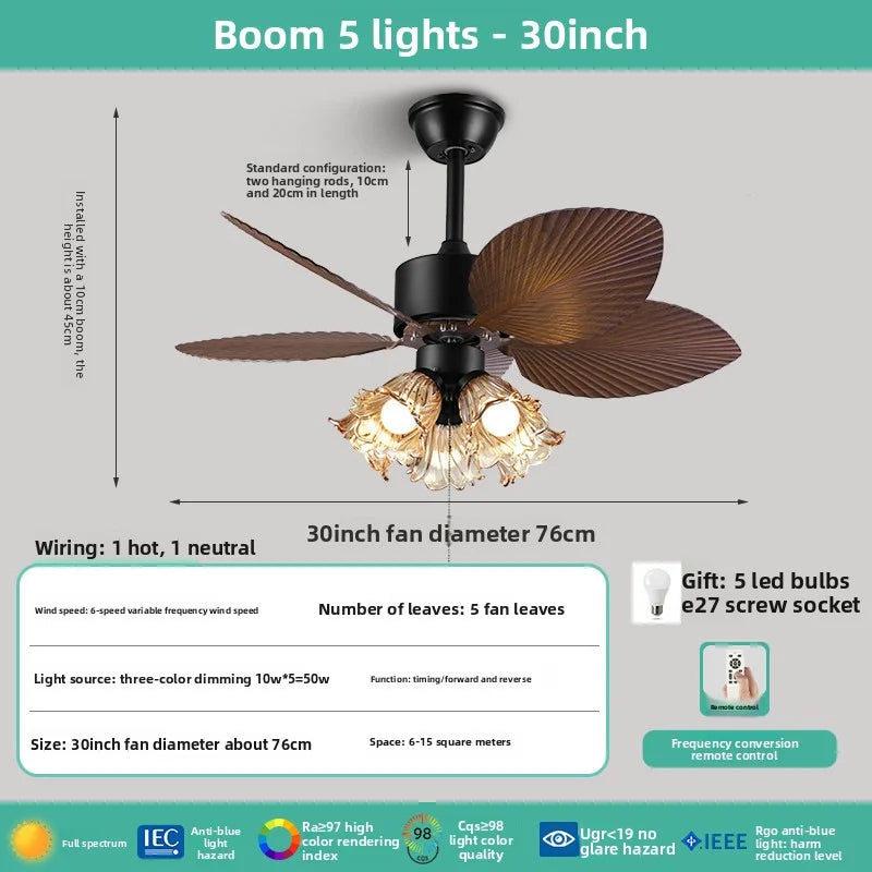 New Style American Retro Fan Lamp Ceiling Fan Set Fan Lamp For Home Living Room And Bedroom Large-Sized Fan Antique Ceiling Lamp