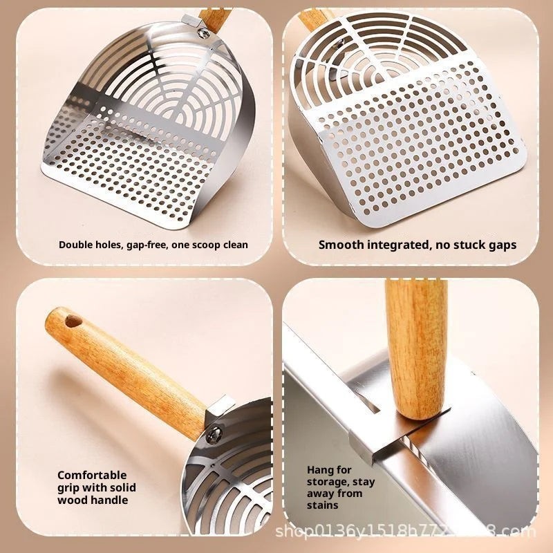 Large Stainless Steel Cat Litter Shovel Fine Hole Metal Scoop for Cat Litter Heavy Duty Poop Cleaning Pet Supplies