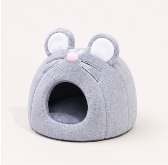 Cute Mouse Shaped Hamster Bed House, Hedgehog Hideout Nest Small Pet Winter Warm Cage Accessories